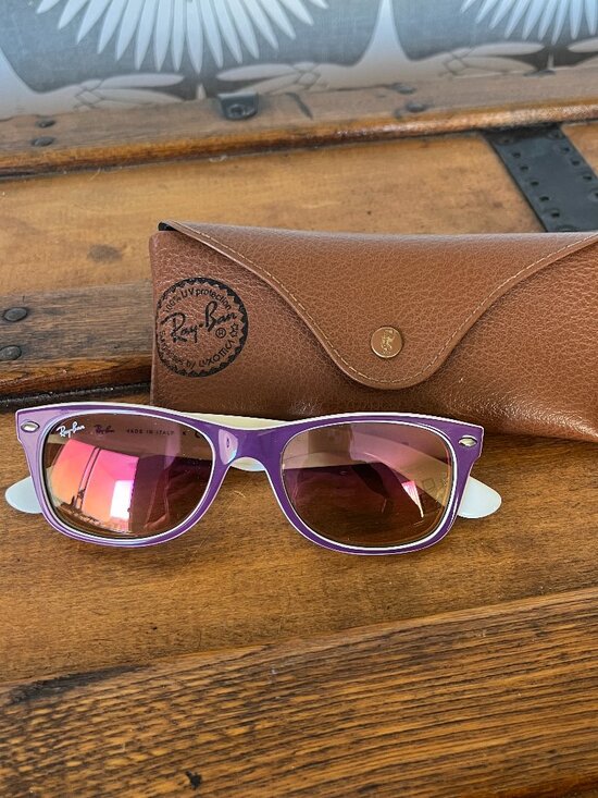 Ray-Ban Accessories - Ray Ban RB2132 New Wayfarer Purple and White and Polarized Lenses